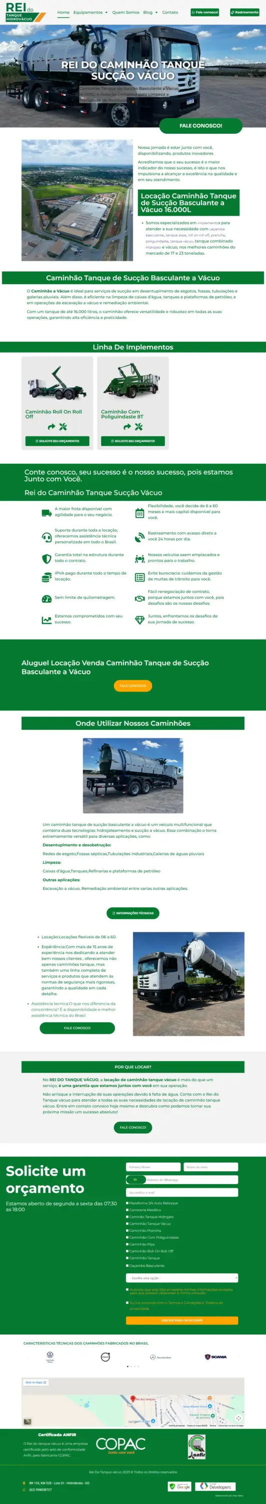 Rei do caminhão tanque sucção vácuo