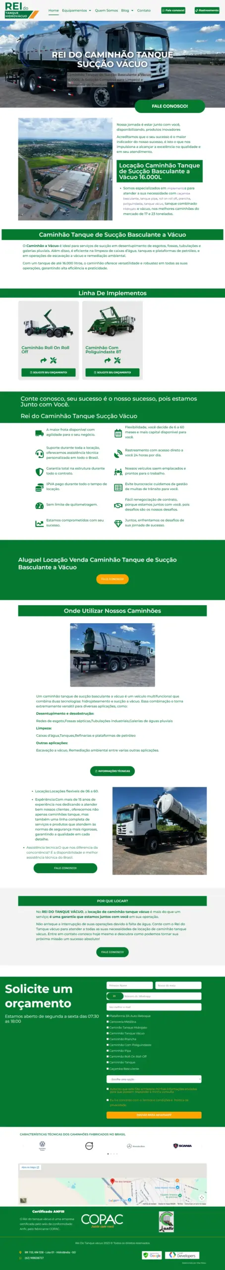 Rei do caminhão tanque sucção vácuo