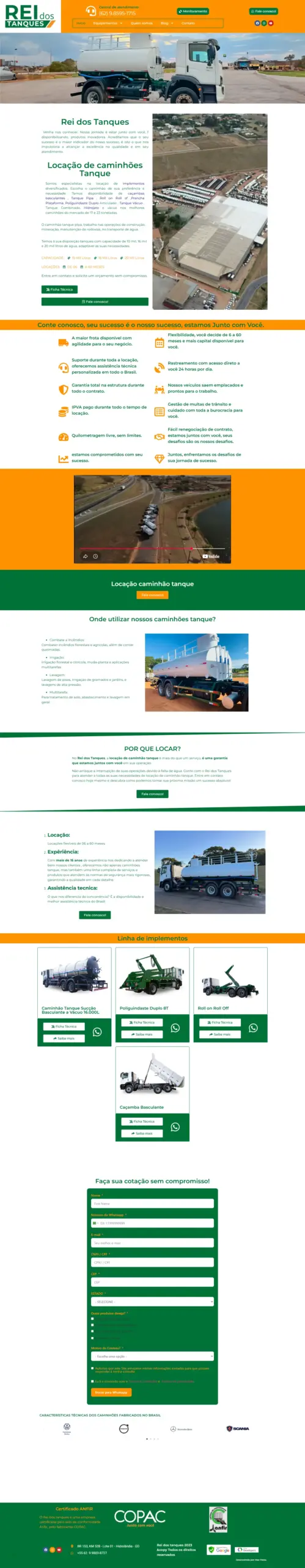 Rei dos Tanques -Locação de caminhões Tanque