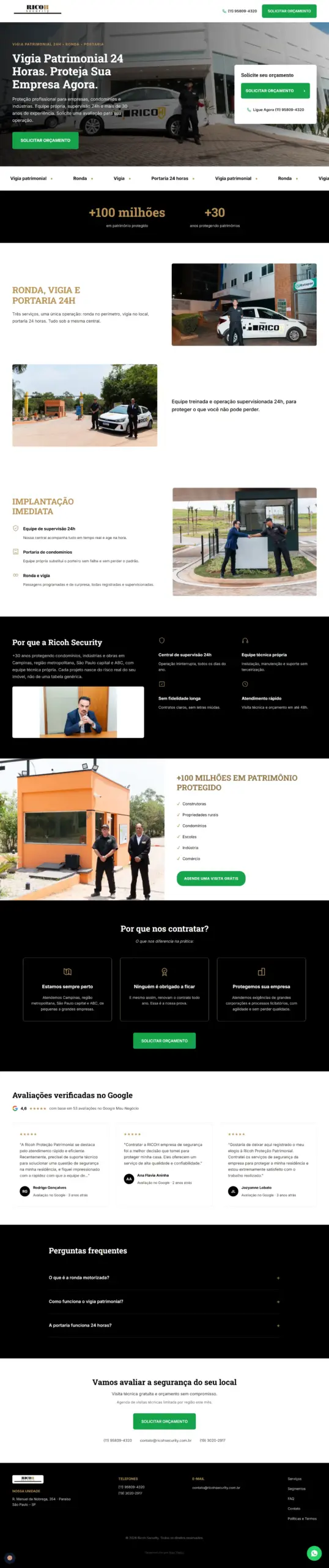 Site Richo Security – Segurança Patrimonial – SP- Campinas